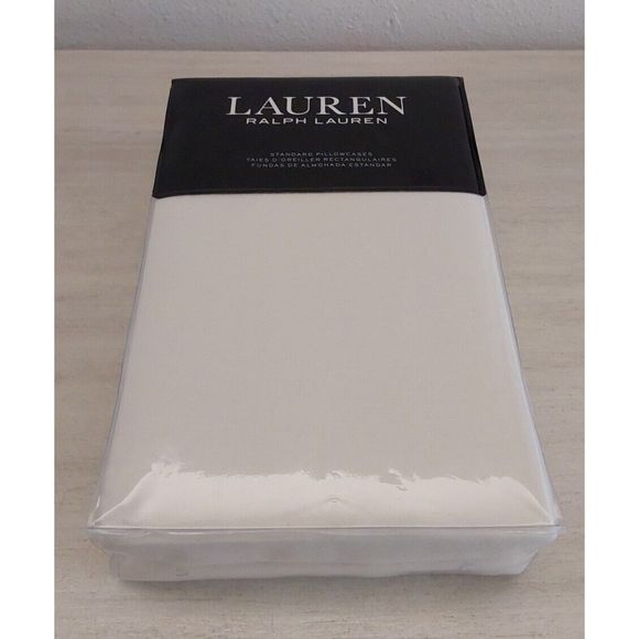 Ralph Lauren CHIC CREAM Lauren Flannel 100% Cotton Standard Pillowcases 2-Pack - Picture 5 of 10